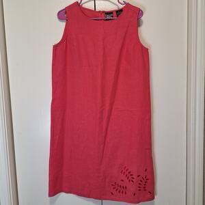 Crossing Pointe Coral Pink Linen Eyelet Dress Size Medium